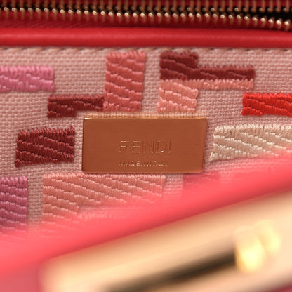 Fendi Vitello Seta Canvas FF Embroidered Mini Peekaboo Iconic Satchel Rosso Cardinale Multicolor 6 of 8