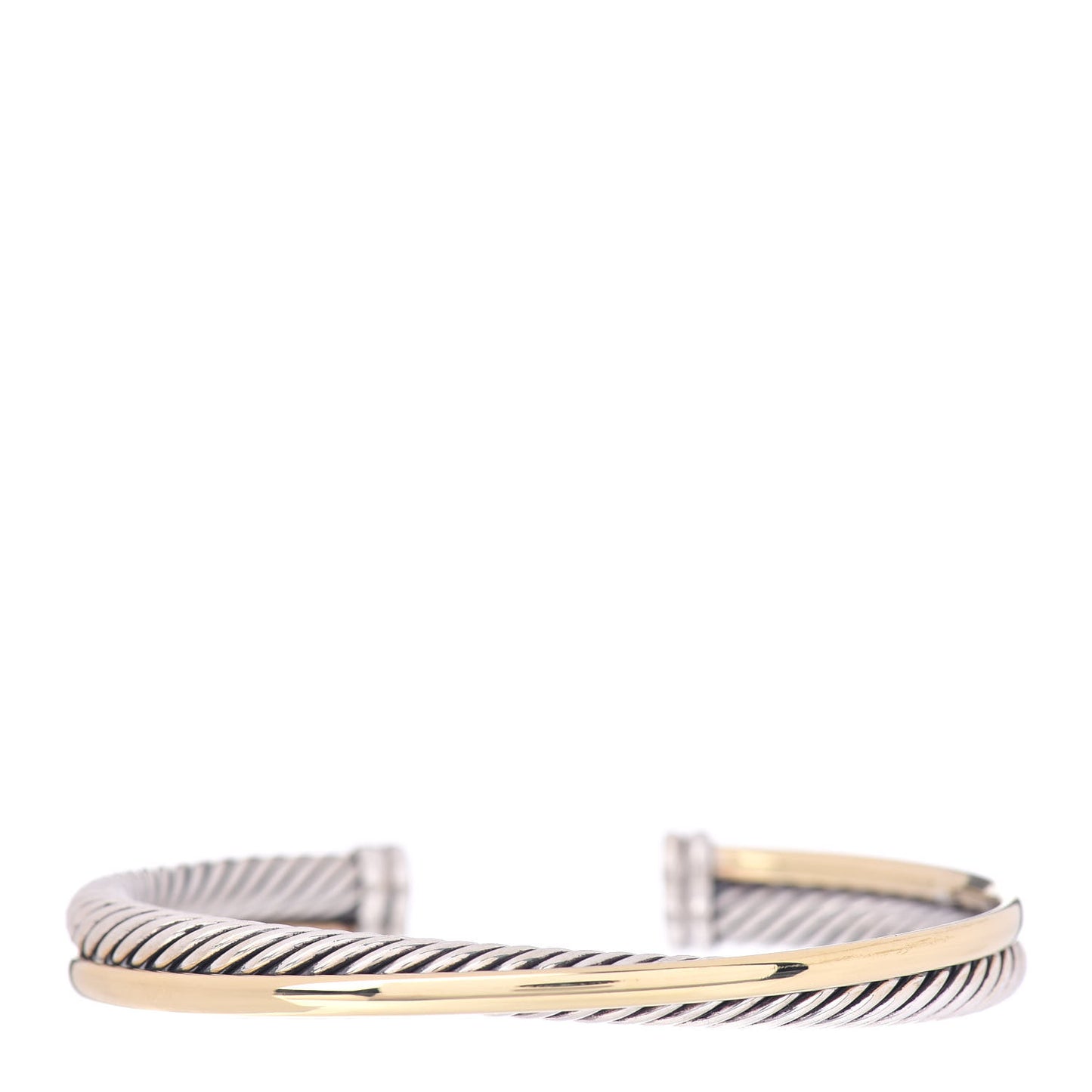 Sterling Silver 18K Yellow Gold 5mm Crossover Cuff Bracelet