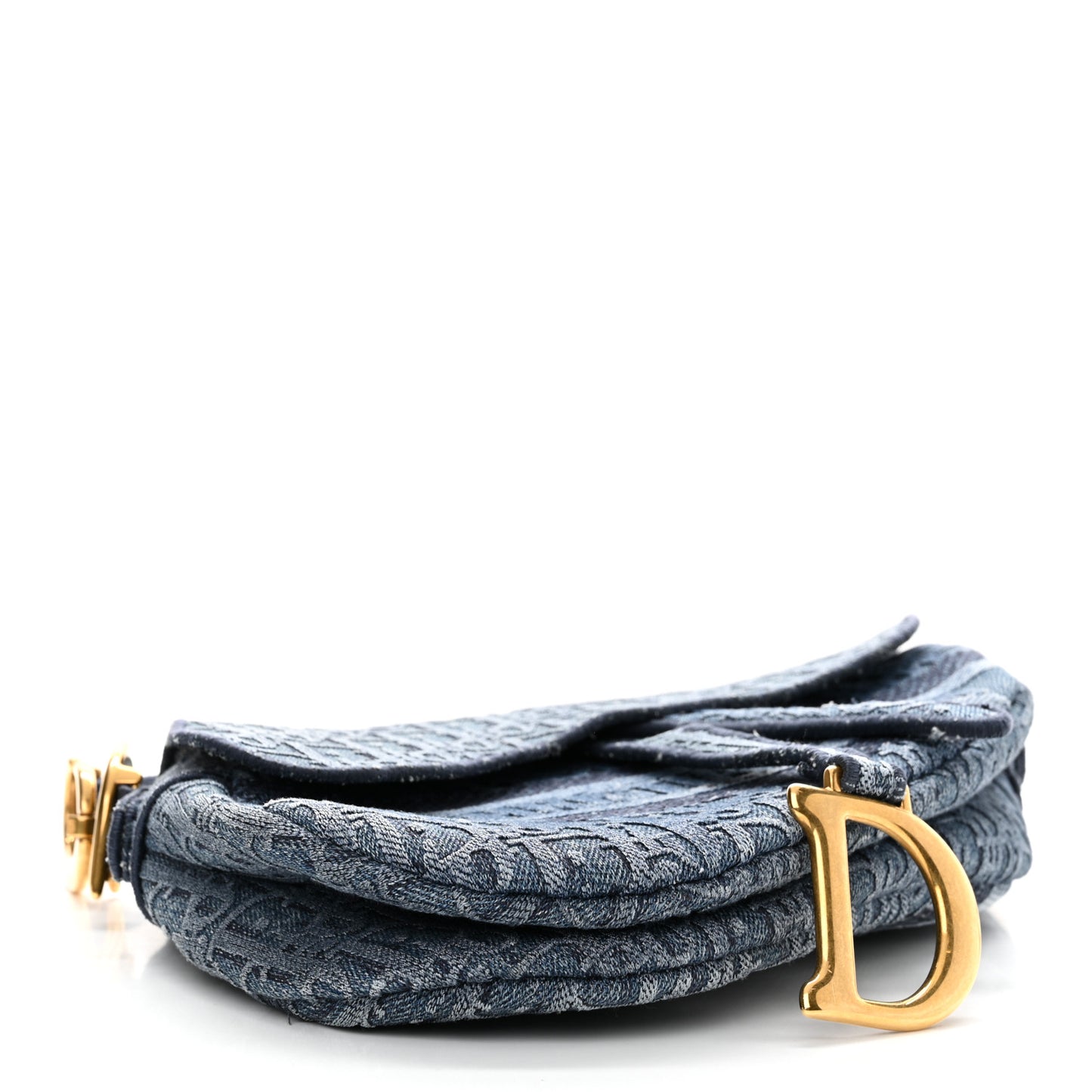 Oblique Embroidered Saddle Bag Denim Blue