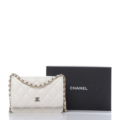 Chanel Caviar Quilted Mini Wallet On Chain WOC White 10 of 12