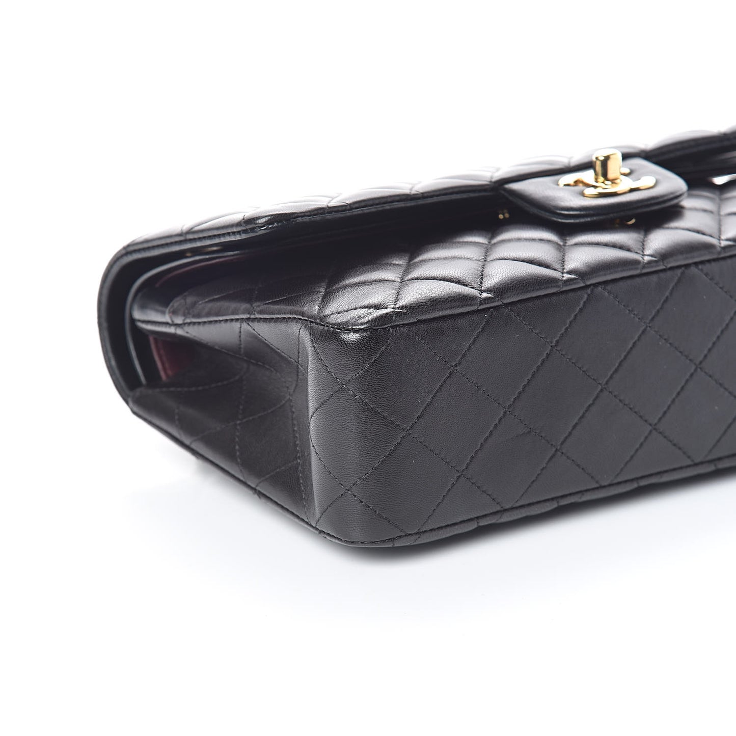 Lambskin Quilted Medium Double Flap Black