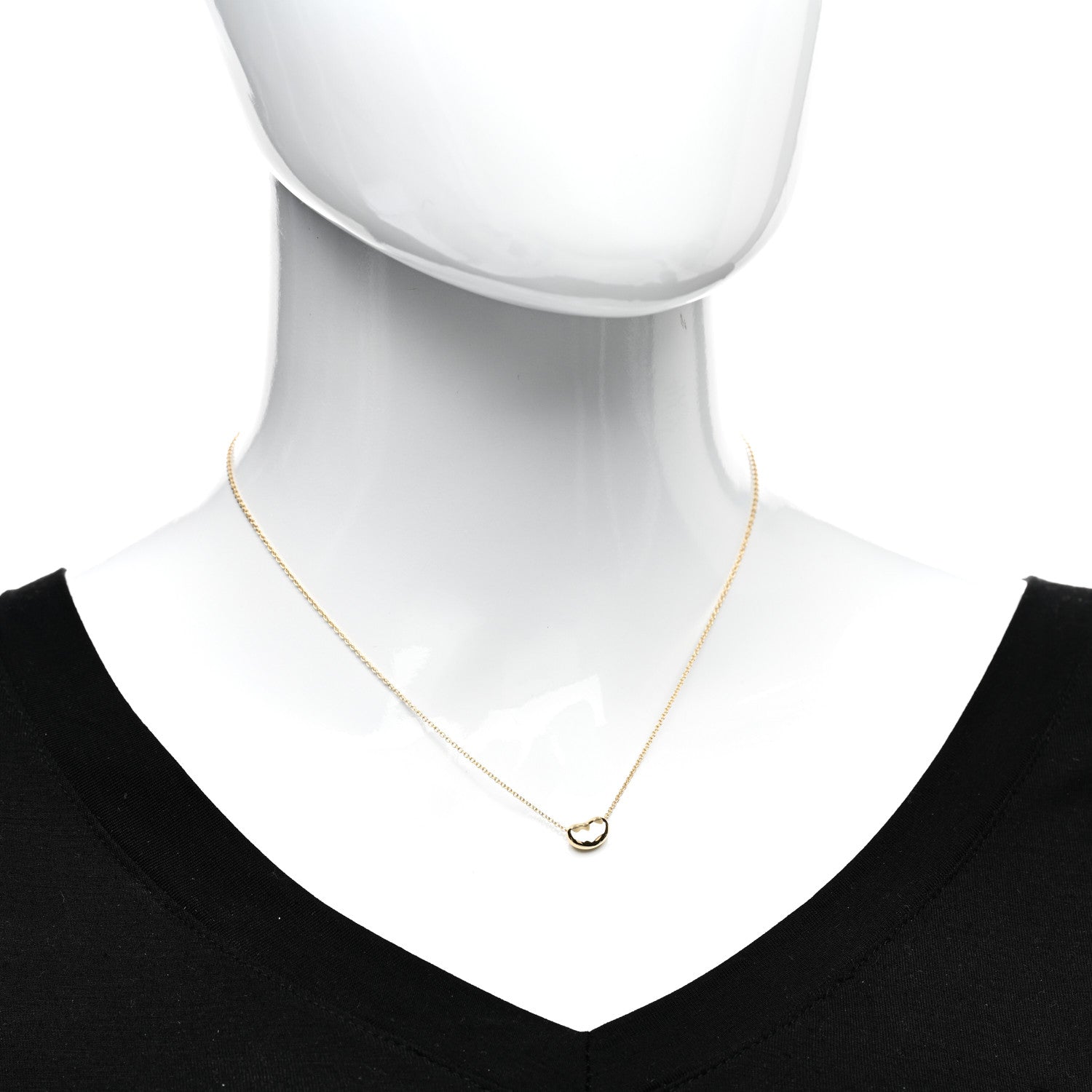 Tiffany 18K Yellow Gold 9mm Elsa Peretti Bean Pendant Necklace 2 of 4