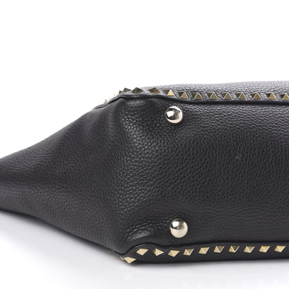 Valentino Garavani Pebbled Calfskin Medium Rockstud Tote Black 7 of 9