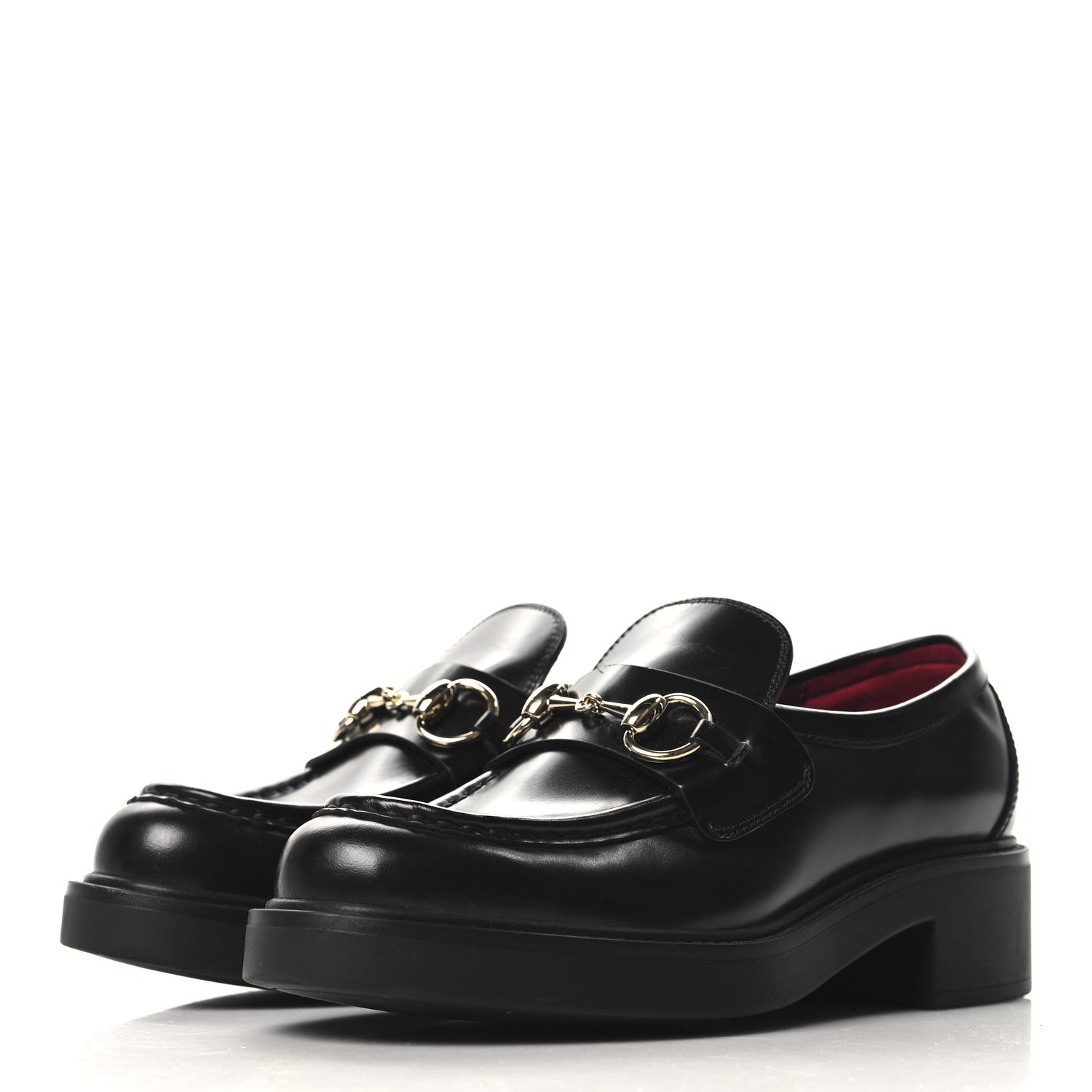 Gucci Cordovan Lux Horsebit Womens Lug Sole Loafers 35.5 Black 4 of 9