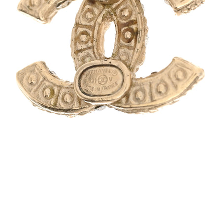 Chanel Pearl Crystal CC Earrings Light Gold 4 of 4