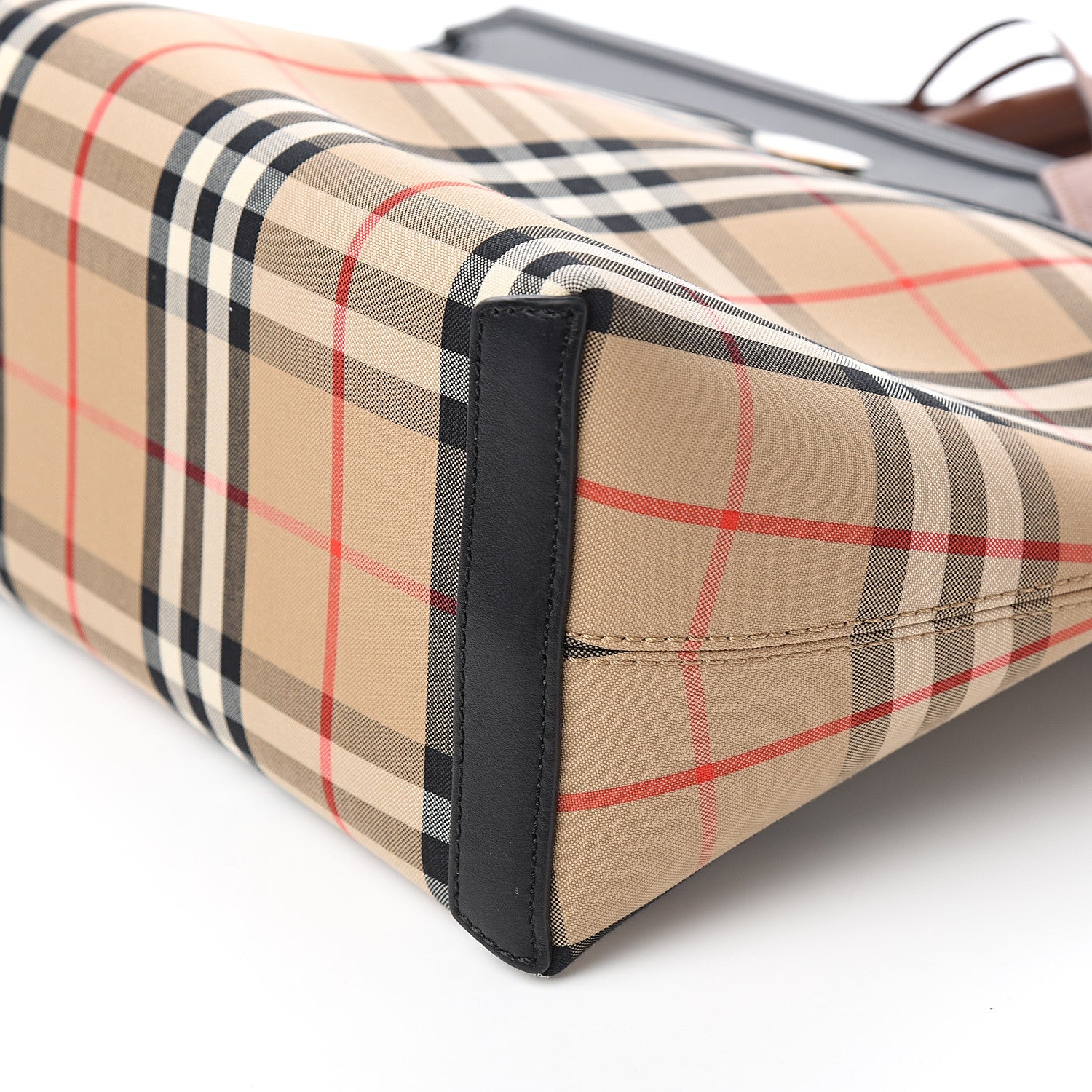 Burberry Calfskin Vintage Check Small Society Top Handle Bag Archive Beige Black 8 of 9