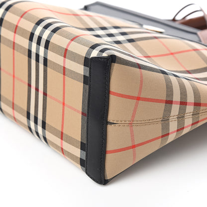 Burberry Calfskin Vintage Check Small Society Top Handle Bag Archive Beige Black 8 of 9