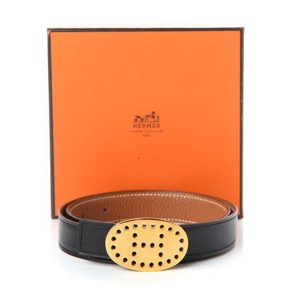 Hermes Box Togo 18mm Mirage Belt 65 Black Gold 5 of 5