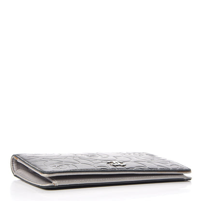 Chanel Lambskin Camellia Embossed Yen Wallet Black 4 of 15