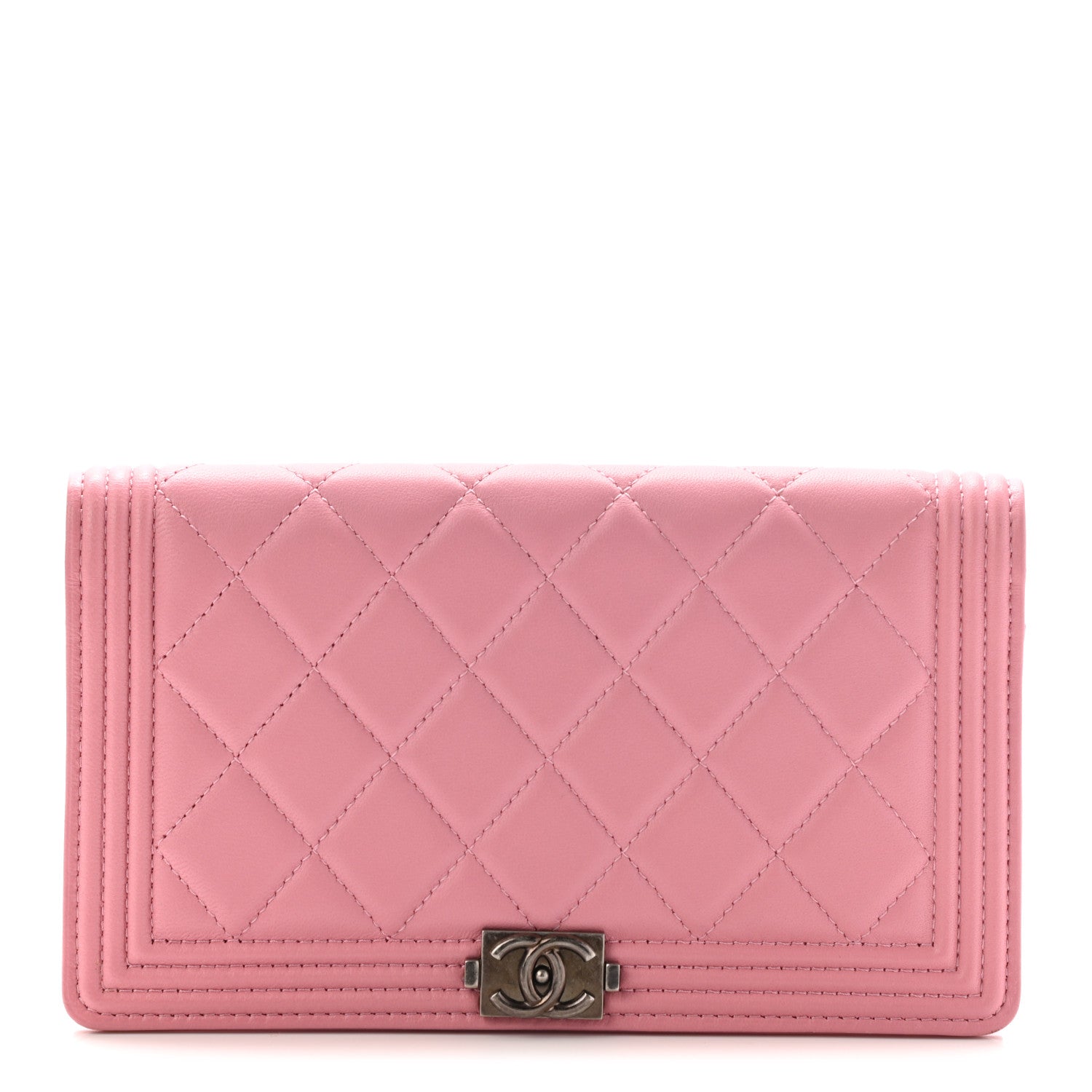 Chanel Lambskin Quilted Boy Yen Wallet Pink 1 of 11