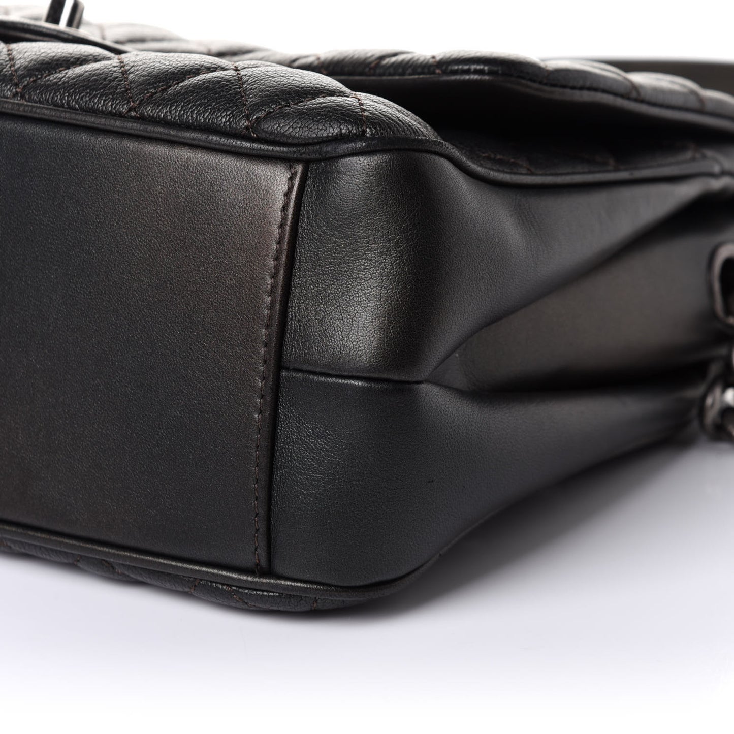 Metallic Goatskin Quilted Medium Rock In Rome Flap Charcoal