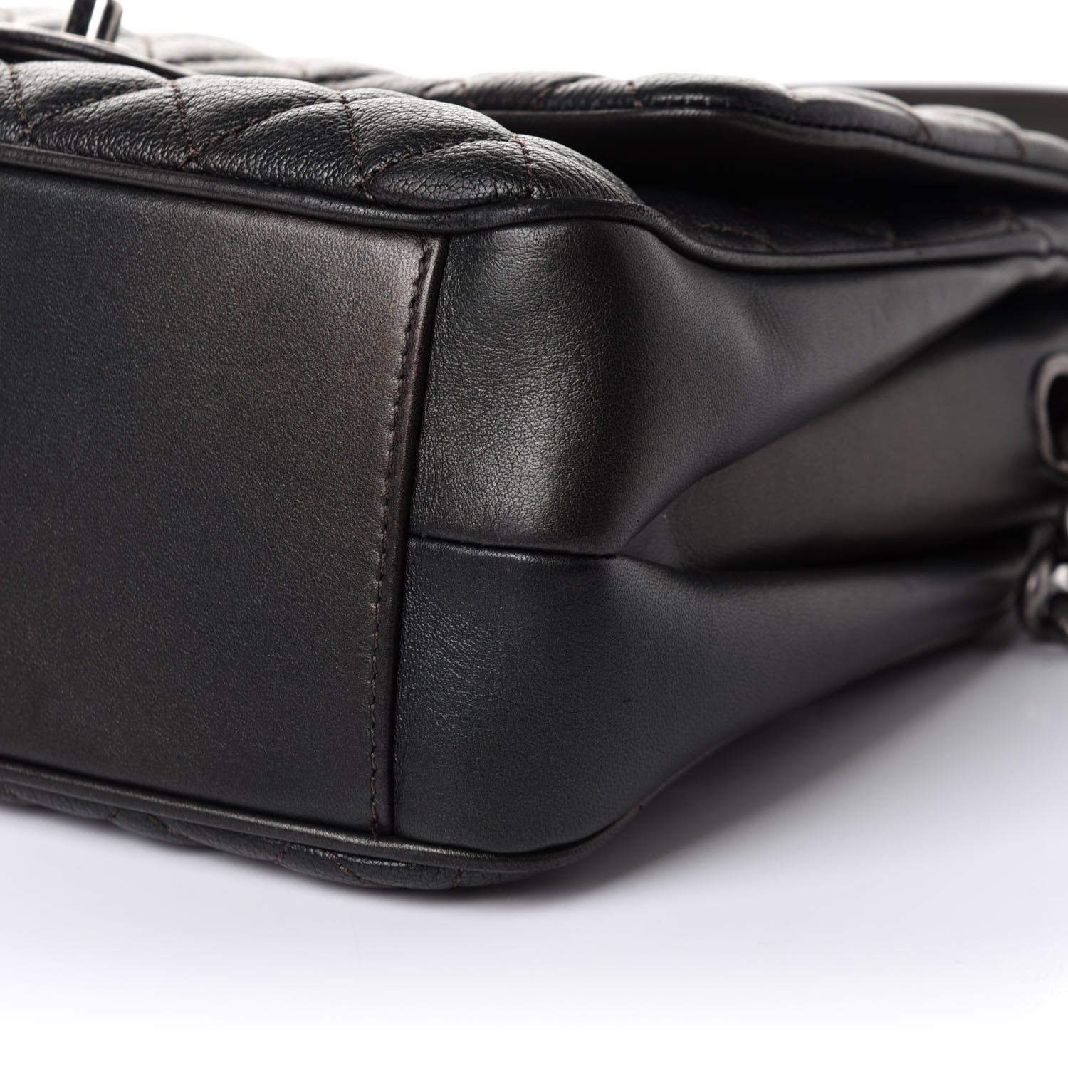 Chanel Metallic Goatskin Quilted Medium Rock In Rome Flap Charcoal 10 of 11