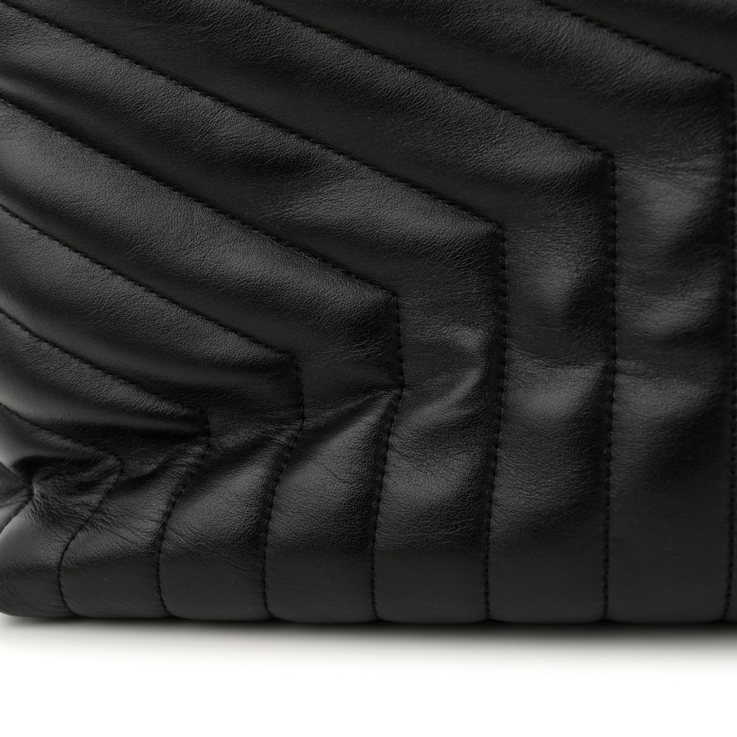 Calfskin Y Quilted Monogram Large Loulou Chain Satchel Black