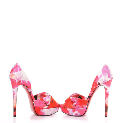 Christian Louboutin Fabric Popi Print Volpi 150 Platform Pumps 39 Pink 8 of 14