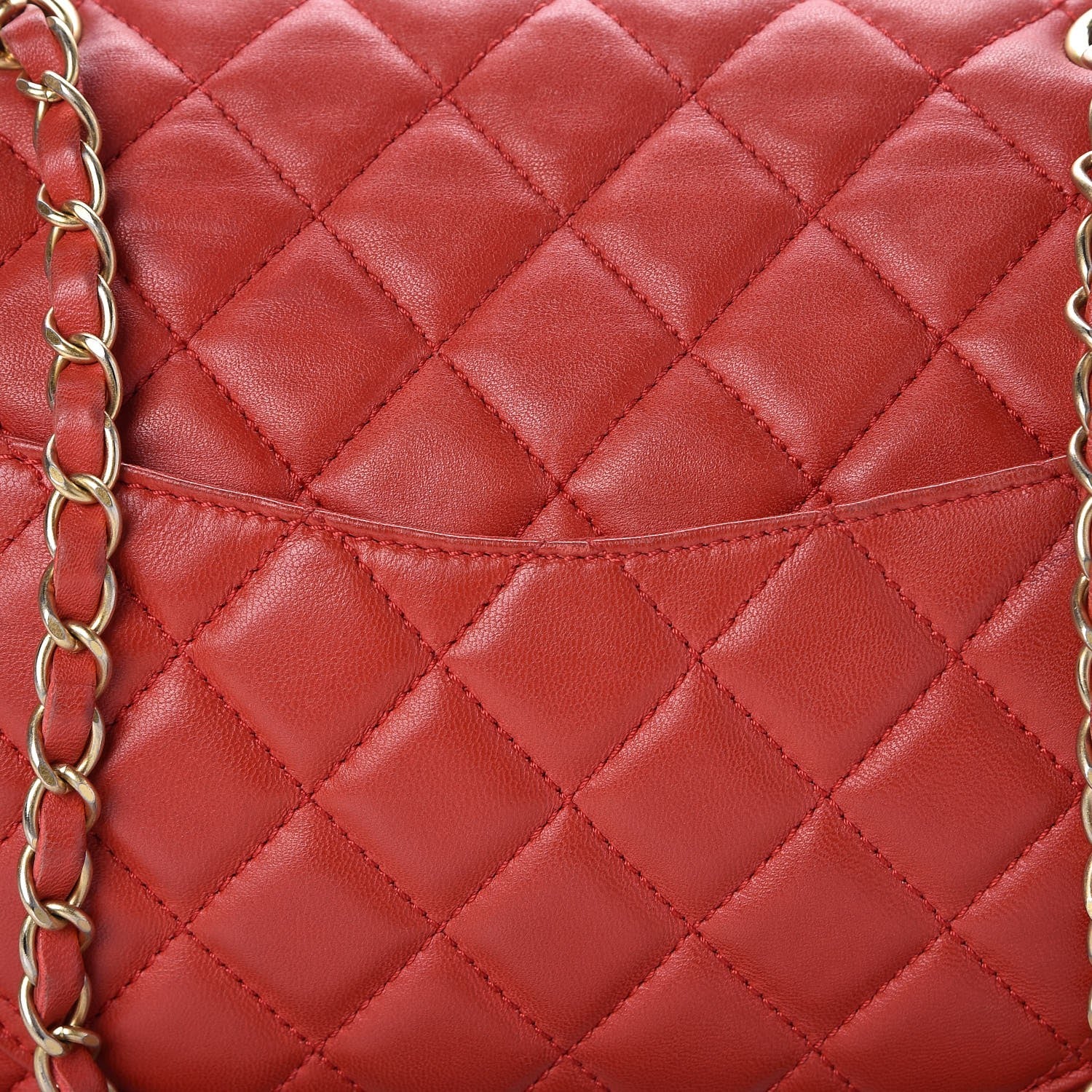 Chanel Lambskin Quilted Large Now and Forever Flap Red 10 of 16