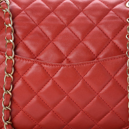 Chanel Lambskin Quilted Large Now and Forever Flap Red 10 of 16