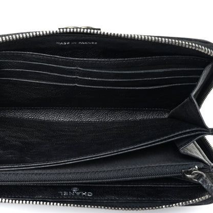Chanel Calfskin Quilted Boy Chain Large Gusset Zip Around Wallet Black 7 of 15