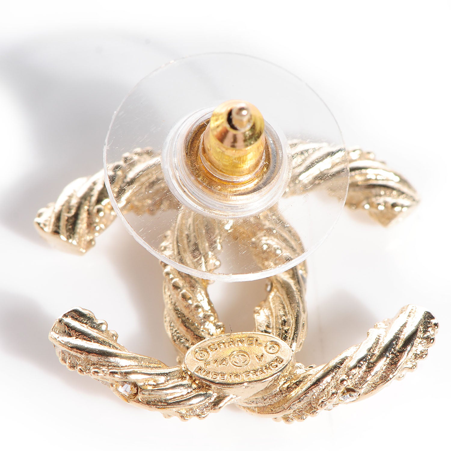 Chanel Crystal Twisted CC Earrings Gold 4 of 5