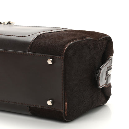 Salvatore Ferragamo Calfskin Calf Hair Mini Top Handle Bag Brown 9 of 9