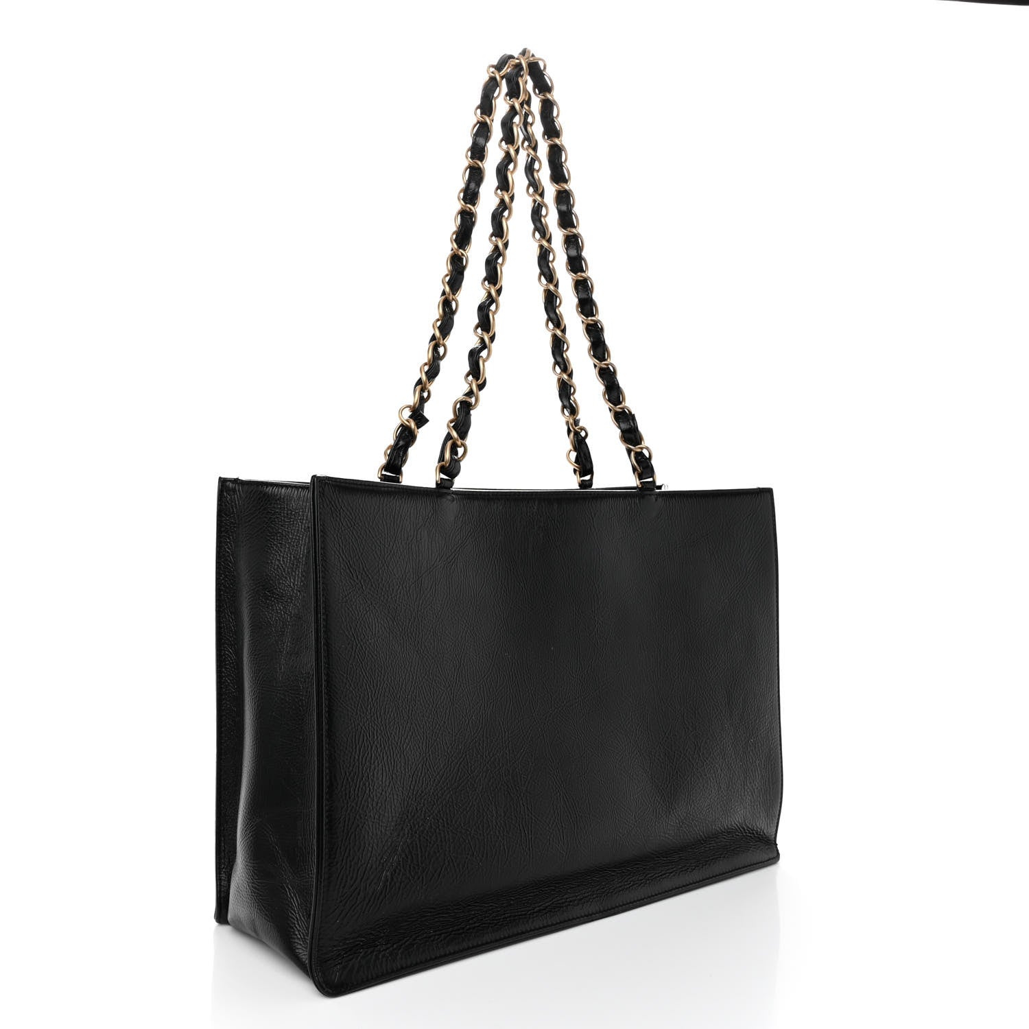 Chanel Shiny Aged Calfskin Shopping Bag Black 3 of 10