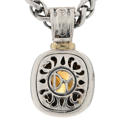 David Yurman Sterling Silver 14K Yellow Gold Citrine Albion Pendant Wheat Chain Necklace 3 of 4