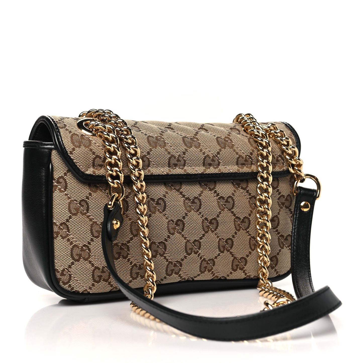 Monogram Matelasse Diagonal Mini GG Marmont Shoulder Bag Beige Black