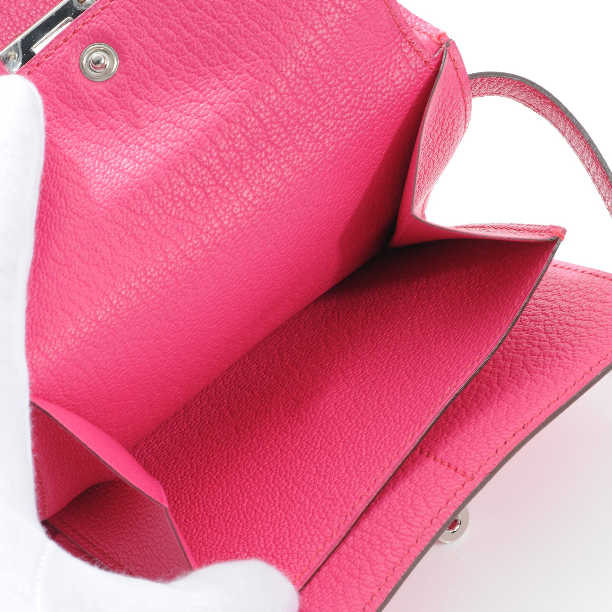 Hermes Chevre Mysore Kelly Compact Wallet Rose Tyrien 5 of 8