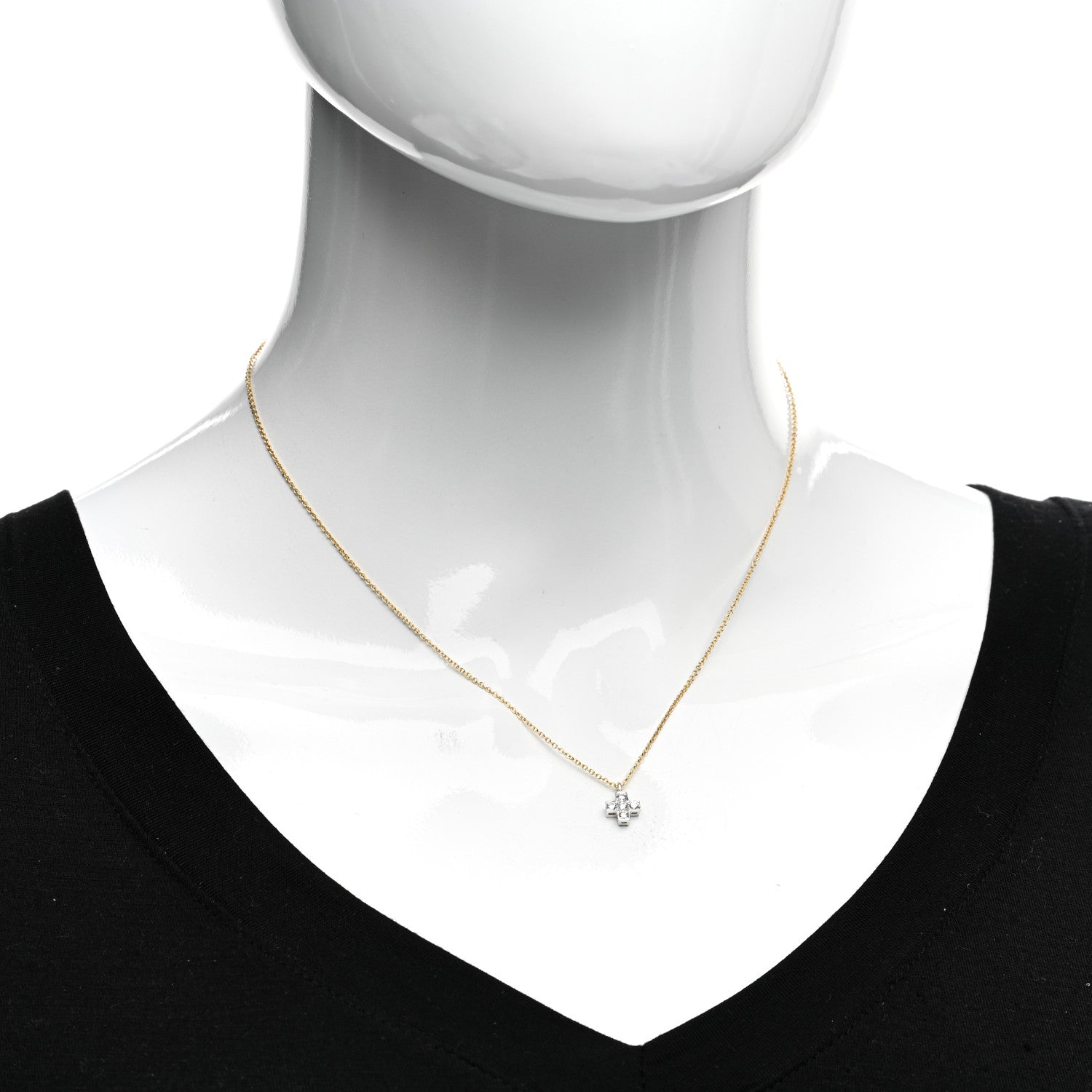 Tiffany 18K Yellow Gold Platinum Diamond Cruciform Cross Pendant Necklace 2 of 4
