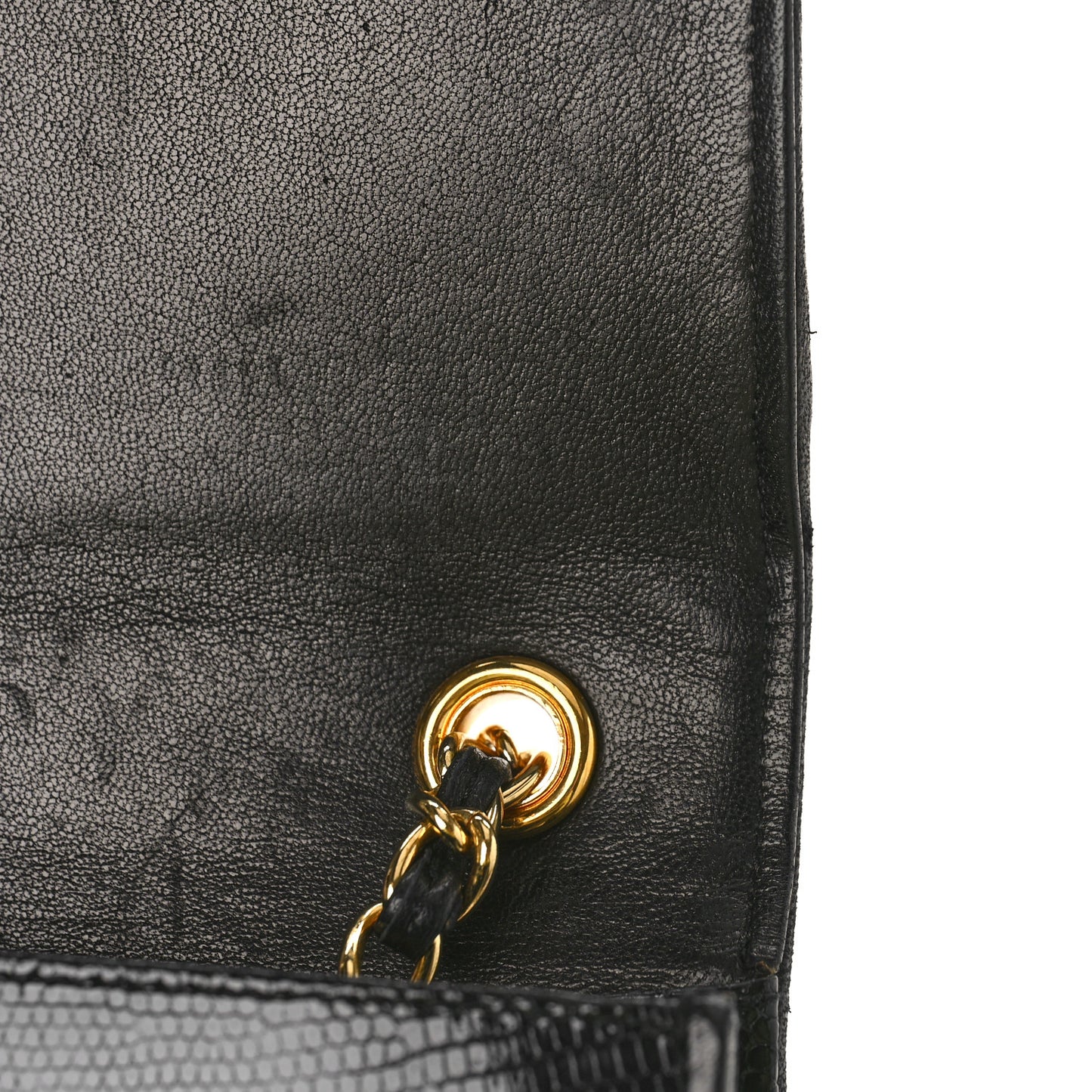 Lizard Quilted CC Single Flap Bag Black