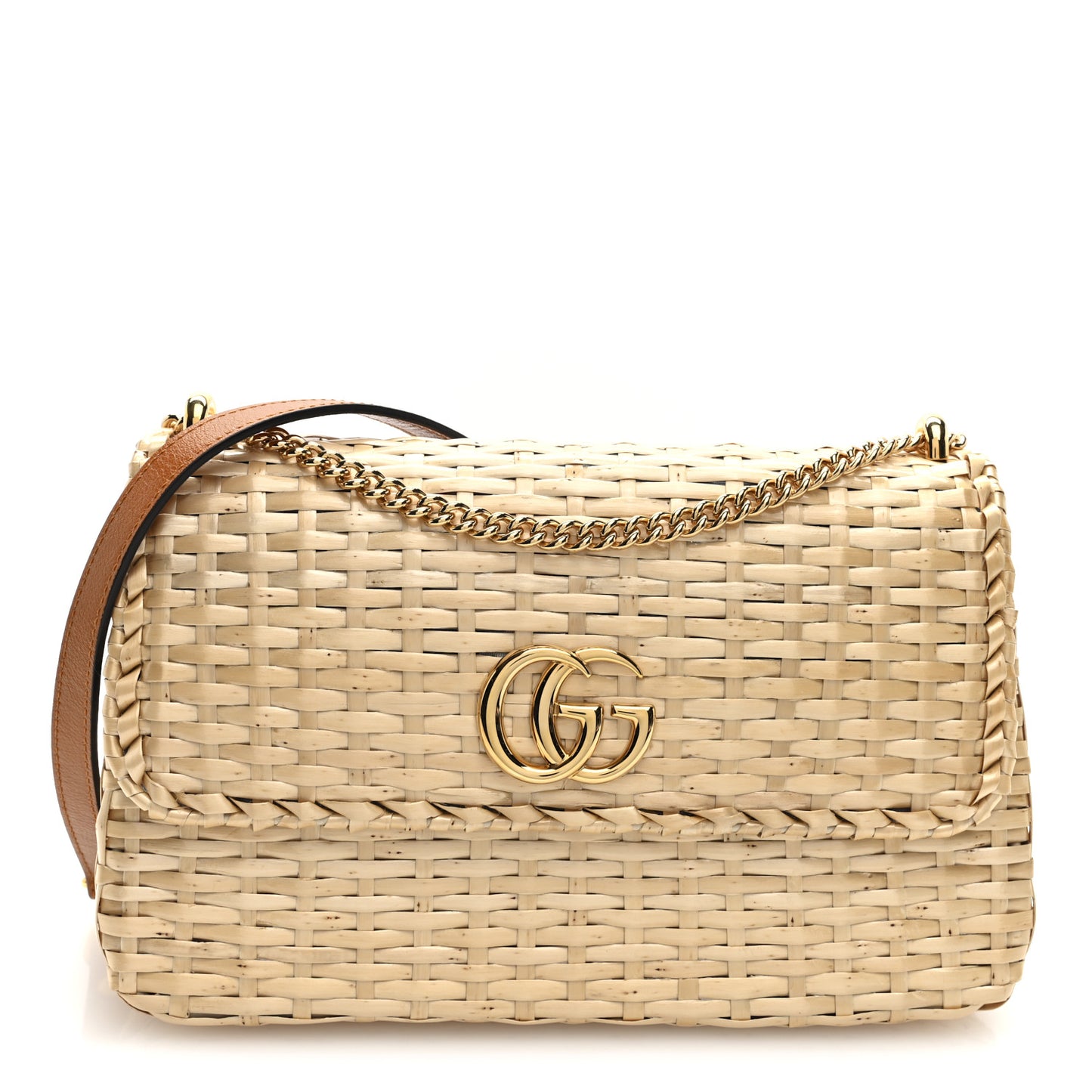 Glazed Wicker Small Cestino Shoulder Bag Natural