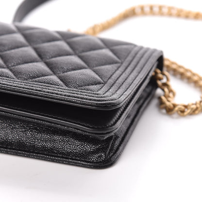 Chanel Caviar Quilted Boy Wallet On Chain WOC Black 6 of 15