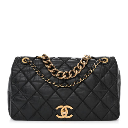 Chanel Aged Calfskin Quilted Medium Pondichery Flap Black 4 of 14