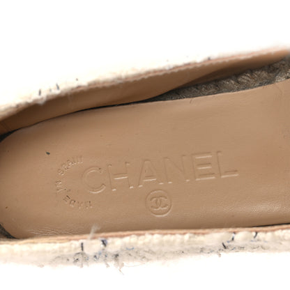 Chanel Tweed Grosgrain CC Espadrilles 39 White Black 8 of 9