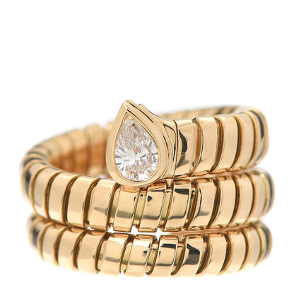 Bulgari 18K Yellow Gold Diamond Tubogas Ring 52 6 1 of 4