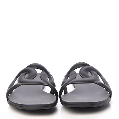 Hermes Rubber Aloha Sandals 38 Black 2 of 14