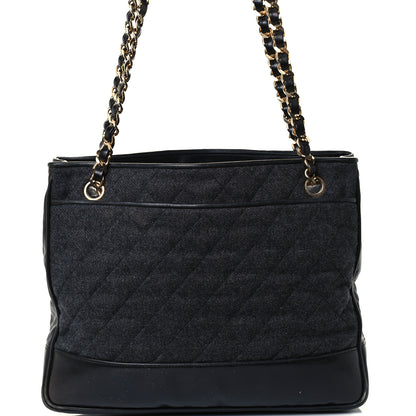 Chanel Wool Lambskin Shopper Tote Navy 7 of 10