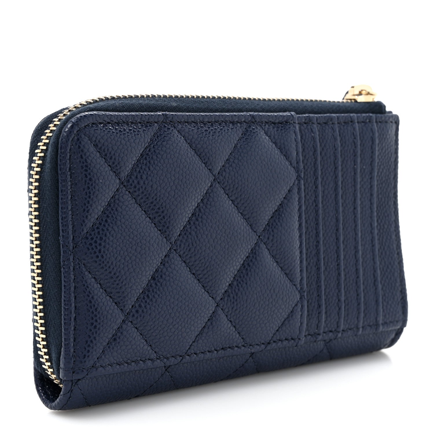 Chanel Caviar Quilted CC Zip Around Card Holder Navy 3 of 7