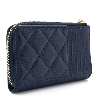 Chanel Caviar Quilted CC Zip Around Card Holder Navy 3 of 7