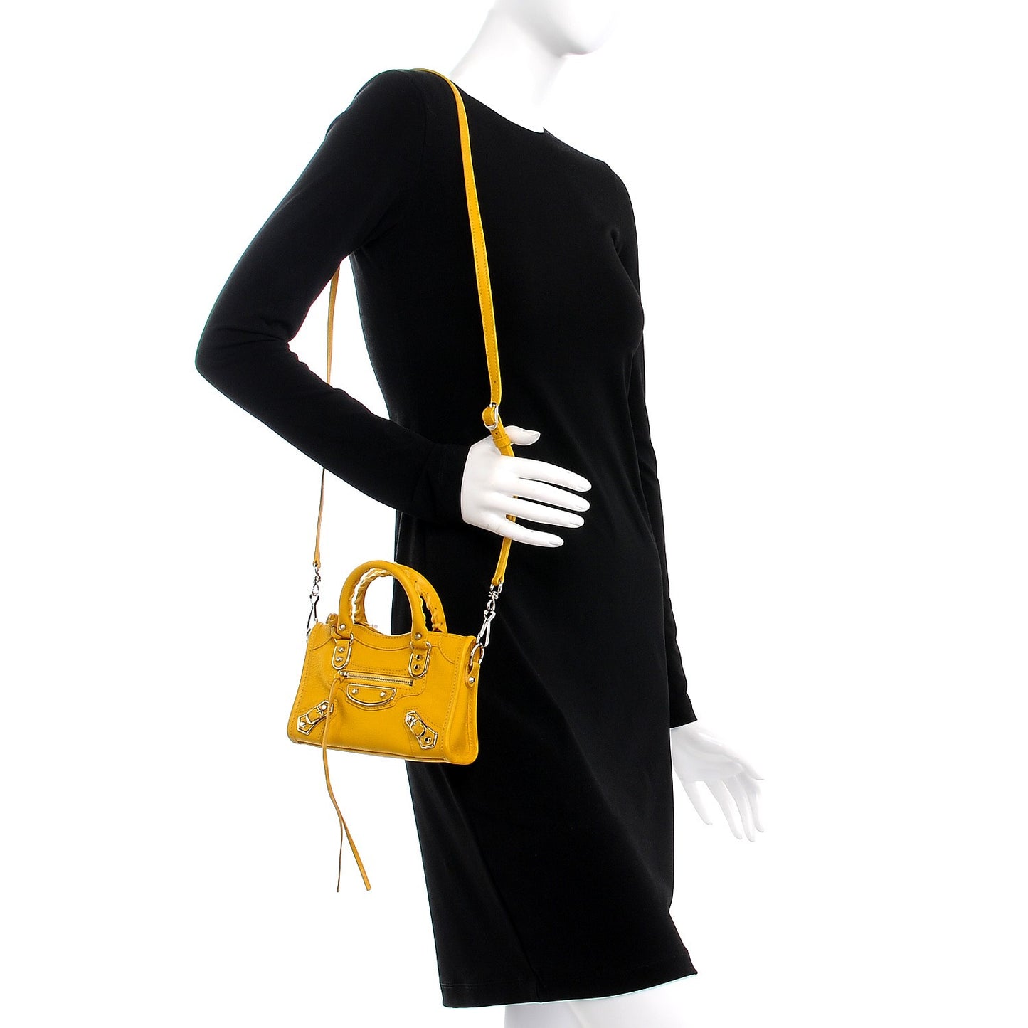 Chevre Silver Metallic Edge Hardware Nano City Jaune Epi