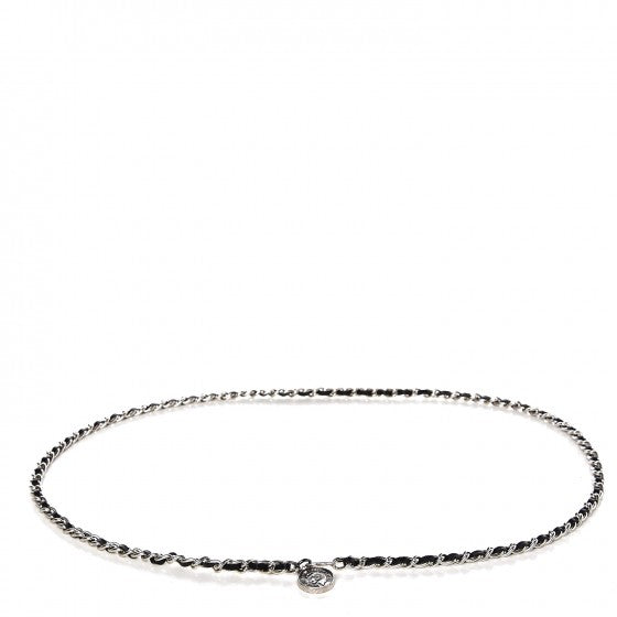 CHANE Lambskin Chain CC Medallion Belt Black Silver