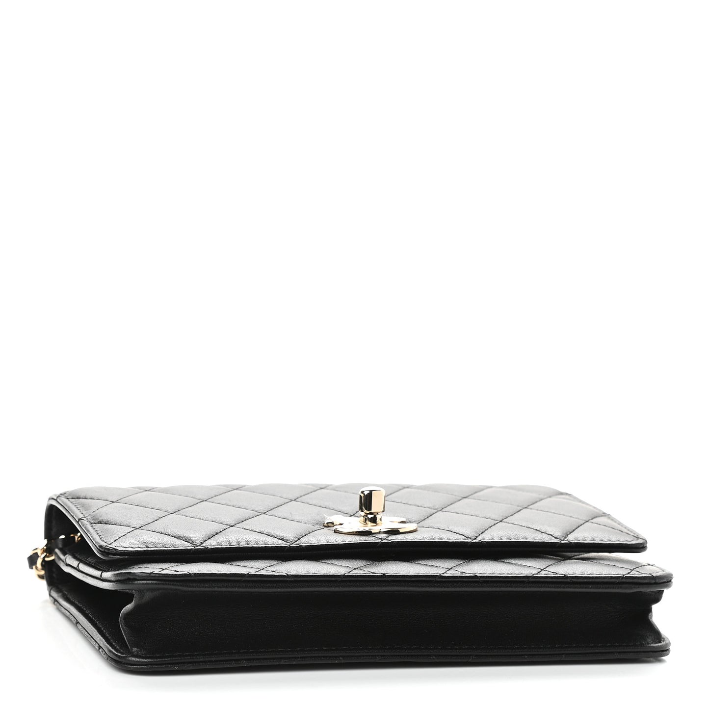 Lambskin Quilted Trendy CC Wallet On Chain WOC Black
