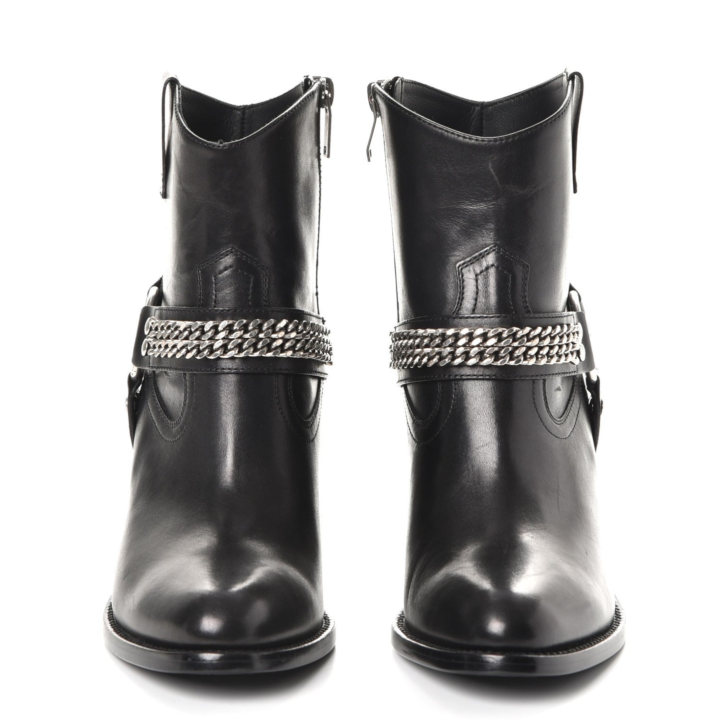 Calfskin Chain Harness Curtis 80 Ankle Boots 37 Black