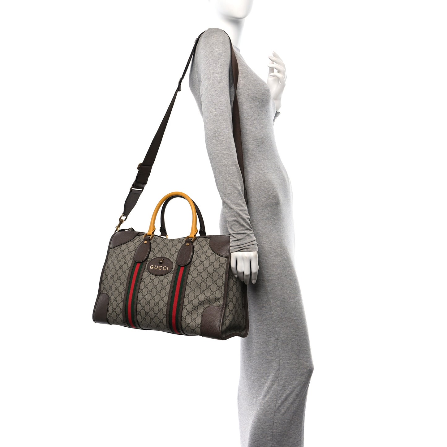 Soft GG Supreme Monogram Web Neo Vintage Duffle Bag Beige New Acero Crop