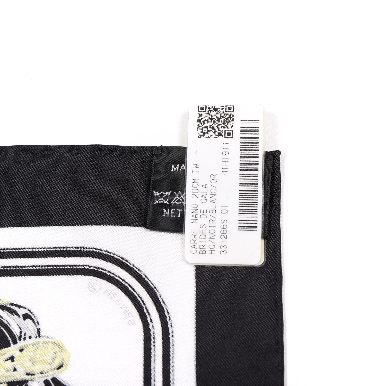 Hermes Silk Brides de Gala Nano Scarf 20 Black White Or 4 of 4