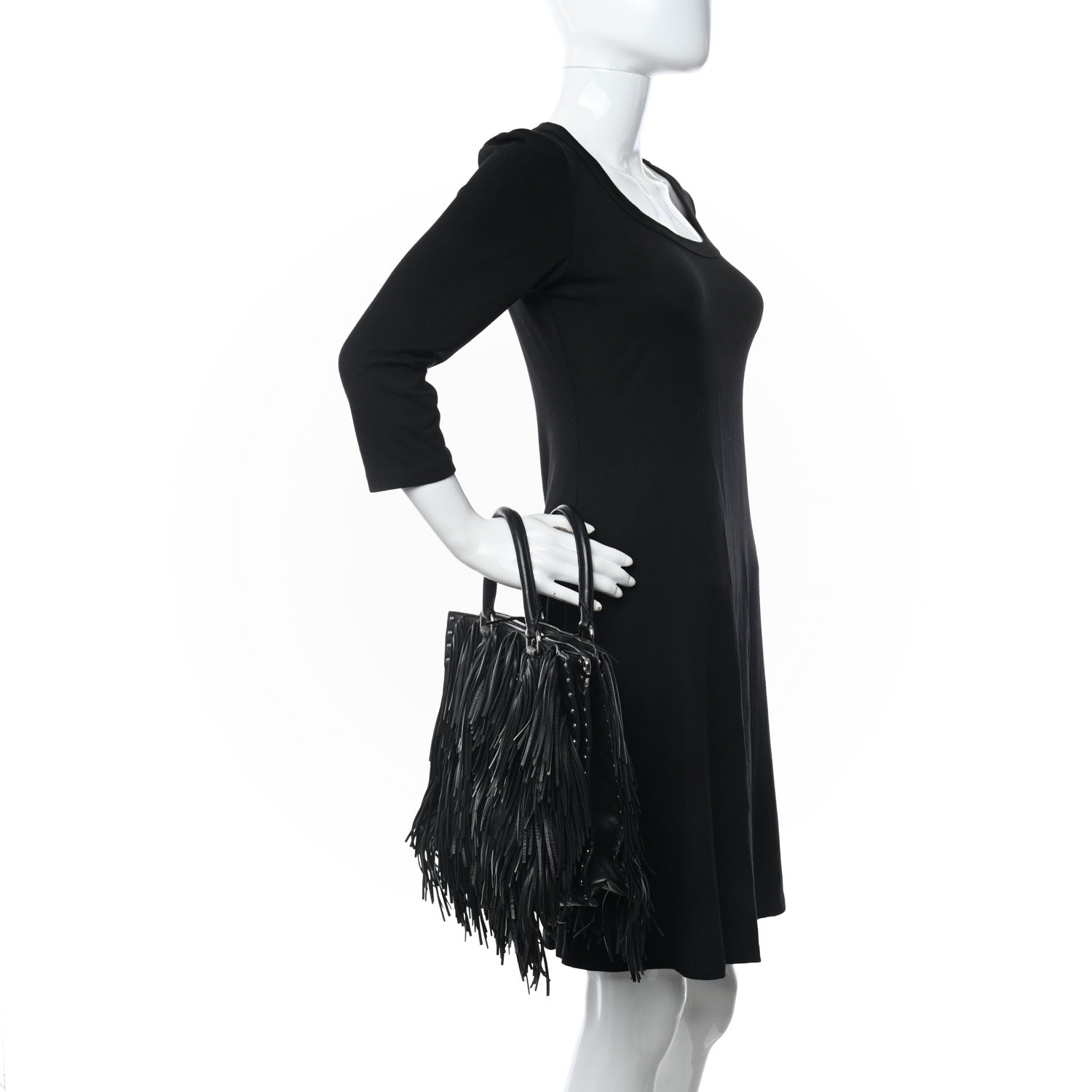Prada Nappa Fringe Tote Black 2 of 13