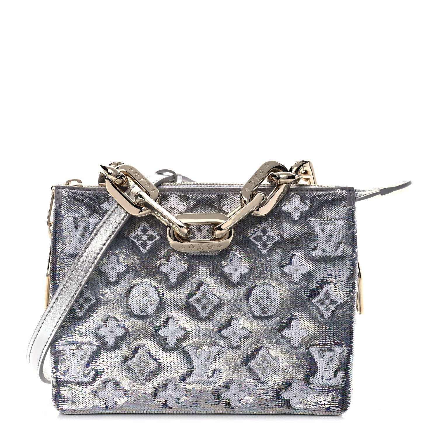 Louis Vuitton Satin Sequin Embroidered Monogram Coussin BB Silver 1 of 11