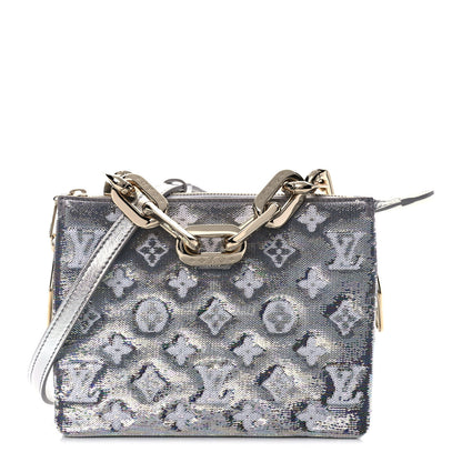 Louis Vuitton Satin Sequin Embroidered Monogram Coussin BB Silver 1 of 11