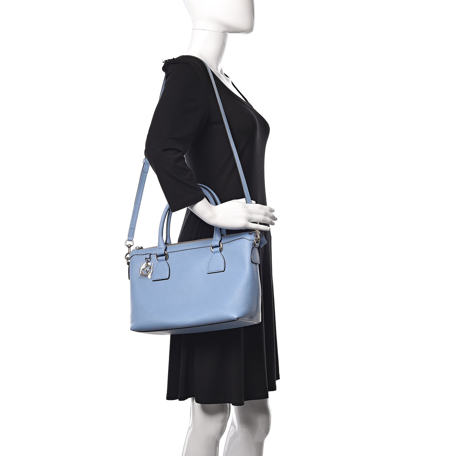 Gucci Dollar Calfskin GG Charm Satchel Mineral Blue 2 of 10