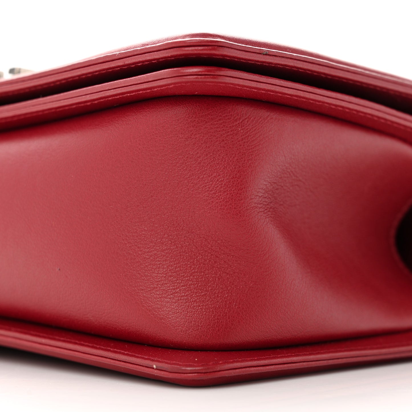 Calfskin Chevron Quilted Medium Boy Flap Dark Red