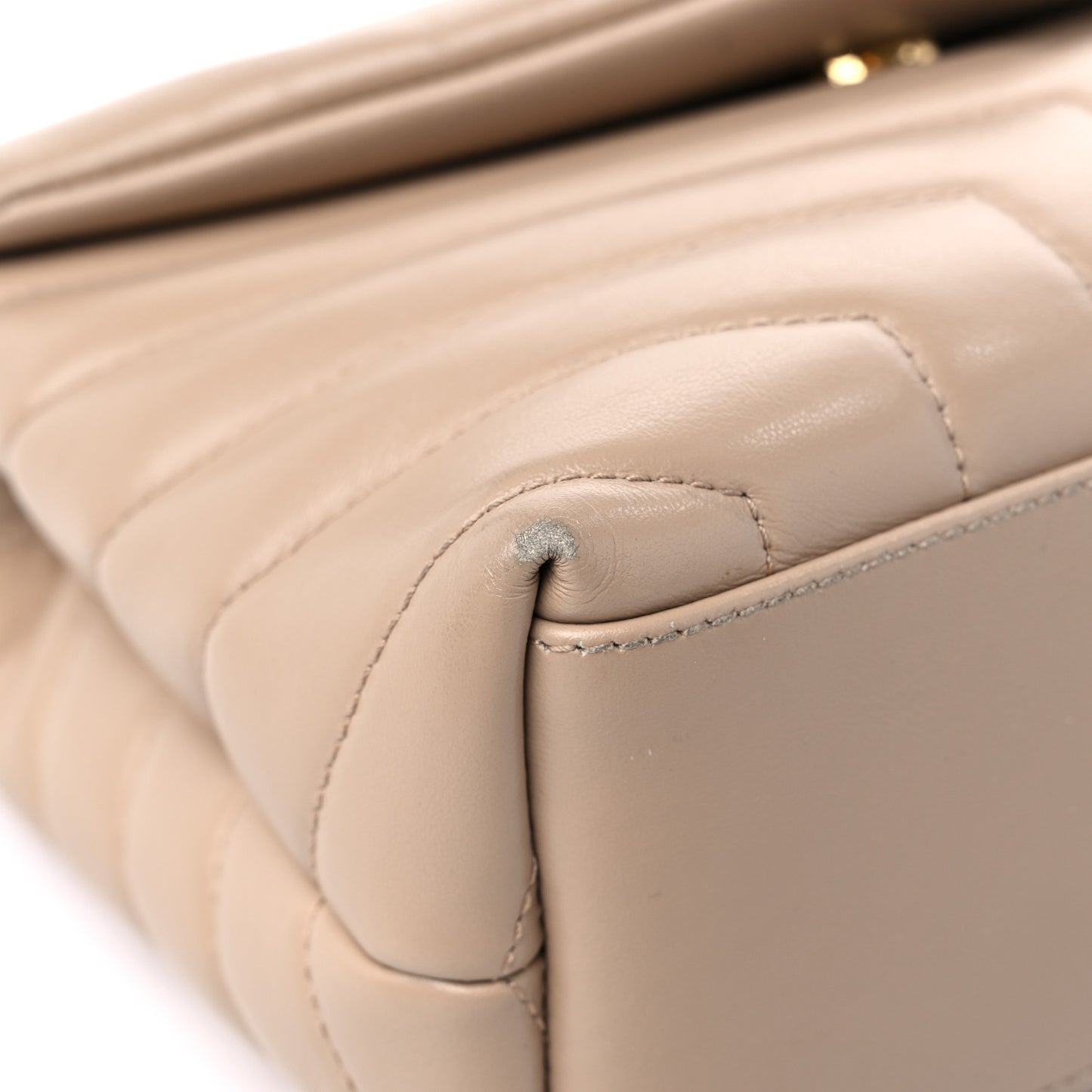 Calfskin Y Quilted Monogram Small Loulou Chain Satchel Dark Beige